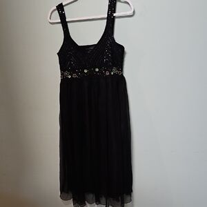 Vintage Y2k Spenser Jeremy Black Whimsey Goth Floral and Sequins dress